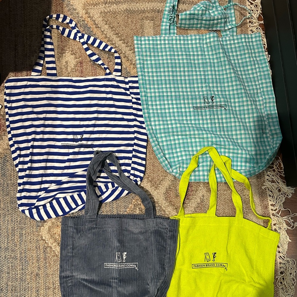 Fashion Brand Company Women's Tote Bag Set - Blue, Green, Gray, Yellow